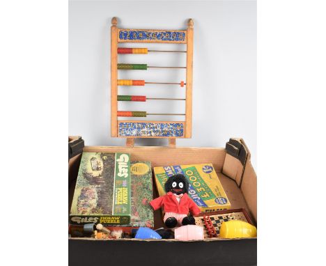 A Collection of Various Vintage Toys to Include Abacus, Jigsaw Puzzles, Travelling Chess Set etc 