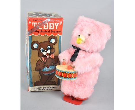 A Vintage Battery Operated Teddy, The Rhythmical Drummer, Working Order, with Box 