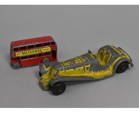 Two Vintage Playworn Diecasts, Matchbox Double Decker and Vintage Car 