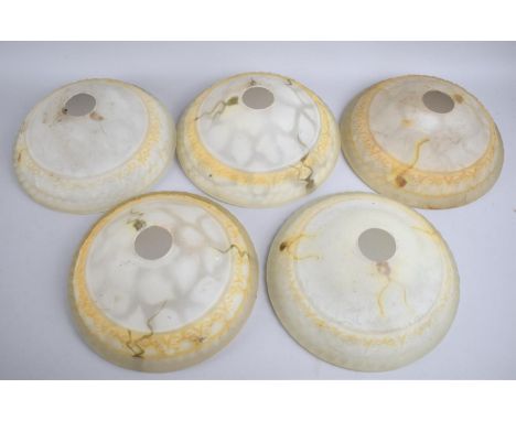 A Set of Five Opaque Glass Light Shades, 22cm Diameter 