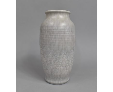 A Royal Lancastrian Vase, no. 164, with E.T.R. Thrower's Mark for Edward Radford, Speckled Blue Grey Glaze of Ribbed Tapering