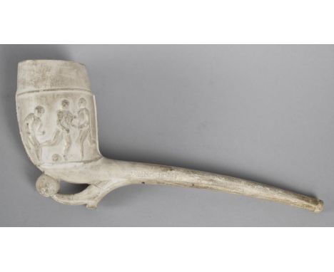 A Vintage Clay Pipe, the Bowl Decorated in Relief with Footballers and Rugby Players, Boot and Ball Rest, Reg No. 241693 