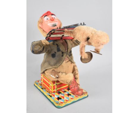 A Vintage Japanese Tinplate Battery Operated Toy, Clown and Monkey, Working Order, No Box 