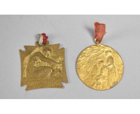 Two R Lalique Pressed Metal Medallions 
