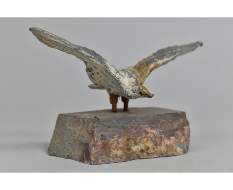 A Vintage Welsh Souvenir, Seagull on Slate Plinth, 11cms Wide 