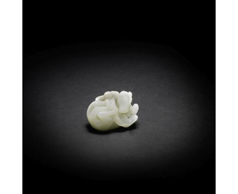 A WHITE JADE 'HORSE AND MONKEY' GROUPQianlongThe smooth pebble finely carved as a recumbent horse with its head turned toward