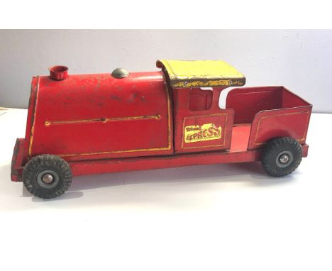 Large Vintage Tri-ang Express Train Engine missing front panel 