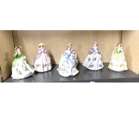 Selection of Royal Worcester lady figures series 7525 includes Sweet primrose, sweet rose, sweet holly etc 