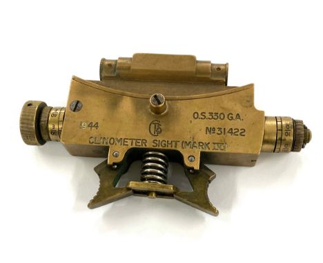 Military 1944 Mk IV .O.S.330 GA Brass and Steel Clinometer Sight, no 31422 