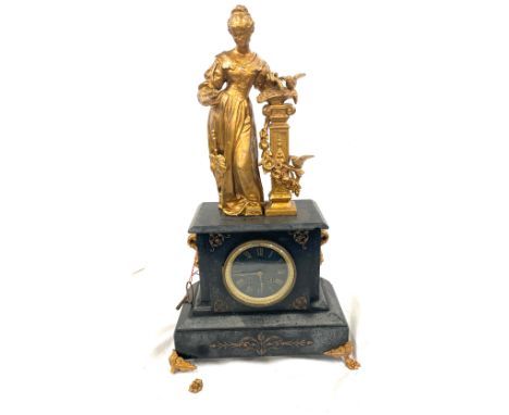 Large french style mantel clock - untested measures approx 21" tall has slight damage 