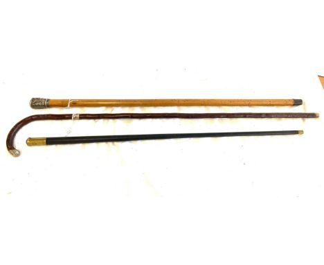 Silver topped walking sticks, silver topped walking cane and a Somerset light infanry swaggor stick 