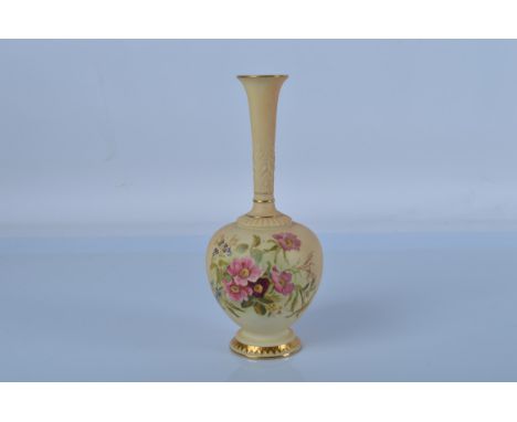 A Royal Worcester blush ivory bud vase, shape no. 1661, 23cm tall.