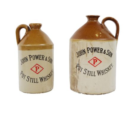 Advertisement: Two earthenware Spirit Jars for 'John Power &amp; Son, Pot Still Whiskey.' (1)