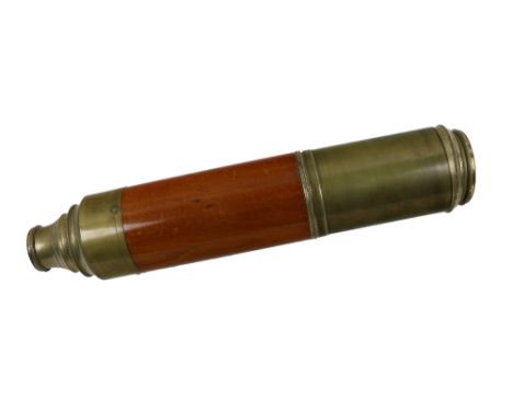 A 19th Century brass and wooden Telescope, by Dollard of London, inscribed "A Token of Remembrance from a Grateful Friend to 