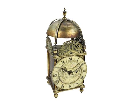 An English Charles II ornate brass striking Lantern Clock, third quarter 17th Century, by Robert Robinson, London (c. 1660-16
