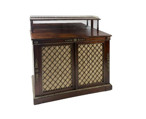 A fine quality Regency period rosewood and brass mounted Chiffonier, by T. &amp; G. Seddon (stamped), the recessed top shelf 
