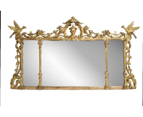 A fine quality 19th Century giltwood Chinese Chippendale design compartmental Overmantel, the central cartouche depicting Ori