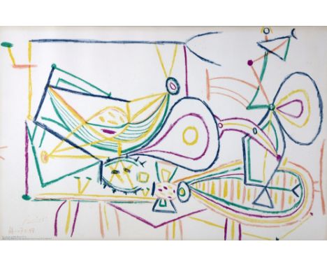 Pablo Picasso, Spanish (1881 - 1973) "Composition," coloured lithographic Print, published by School Prints Ltd., printed by 