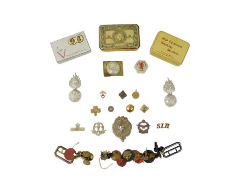Militaria: A large collection of Military Badges, Buttons and Replica for various Regiments to include: * R.A.F., Royal Army 