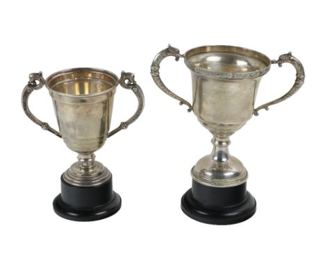 A two handled Celtic Revival design Irish silver Cup, by Alwright and Marshall Ltd., hallmarked Dublin 1942, inscribed 'Castl