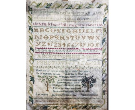 Belfast: An early 19th Century Irish Needlework Sampler, of the alphabet and numbers in various text styles, and with prayer 
