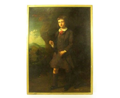 Henry Richard Graves (1818–1882)&nbsp; &nbsp;&nbsp;  "Portrait of a Boy in Kilt with Fishing Rod" c. 1860, O.O.C., approx. 55