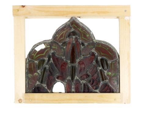 A Relic of Saint Michael's Church Fire : Dun Laoghaire, Dublin, 1965  Co. Dublin: A piece of stained glass (top of frame) of 