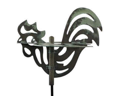 A bronze Weather Vane, modelled as a Cockerel, 46cms high x 51cms wide (18" x 20"). (1)