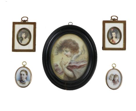 Attributed to Louisa, Marchioness of Waterford (1818-1891)  Miniatures: "Head and Shoulders of an Angelic Figure," pastel and