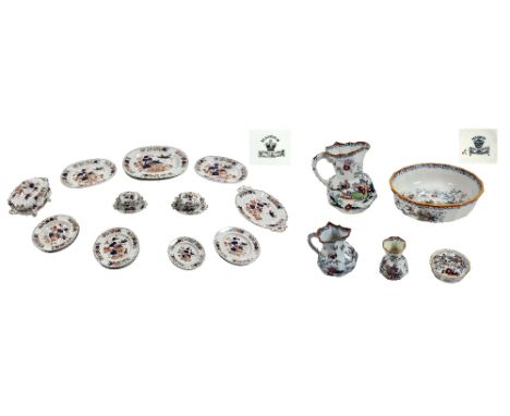 A large Masons Ironstone floral and bird pattern Dinner Service, comprising of 10 Starter Plates;  20 Dinner Plates;  14 Soup