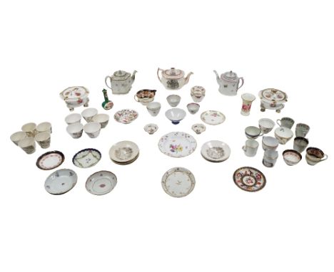 A large collection of mostly 19th Century Porcelain, include Teapots, Cups and Saucers, small Vases and other Ornaments, some