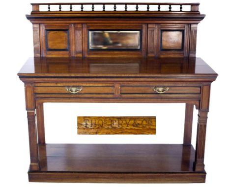 A good quality and unusual 19th Century English oak and ebony Serving or Buffet Table, by Thomas Fry &amp; Co. (stamped twice