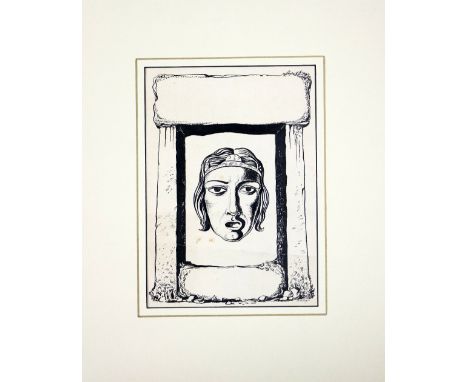 Daniel O'Neill (1920-1974)  "Celtic Warrior," pencil drawing, design for a bookplate, approx. 26cms x 18cms (10" x 7"),&nbsp;