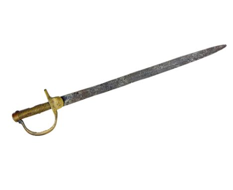 An early 19th Century Indian Baker style sword Bayonet, c. 1820, with brass handle and guard, approx. 57cms (22 1/2") long, a