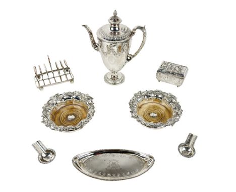 Silver-plateware: A fine quality classical design Coffee Pot, decorated in the Adams taste, with acorn finial and other typic