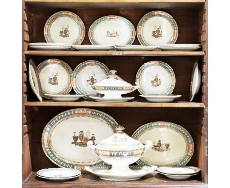 A 19th Century 32 piece part Dinner Service, comprising tureen, platters, plates by B.W. &amp; Co. (Bates Walker &amp; Co.) w