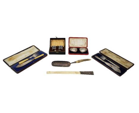 Silverware: An attractive cased pair of pierced and decorated Adams design Bon Bon Dishes, (with manuscript not "For Docher..