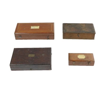 A small 19th Century mahogany cased Portable Sikes Hydrometer, a large inlaid mahogany cased ditto, an early 19th Century oak