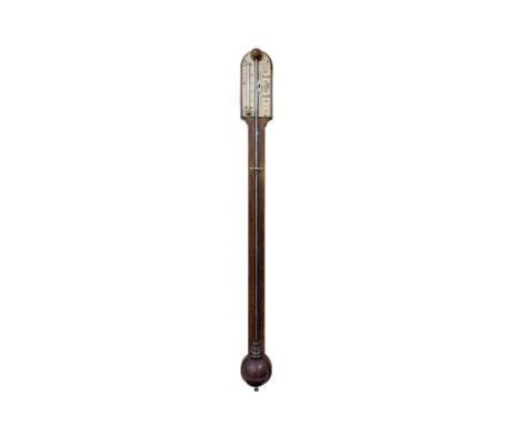 A fine quality Irish mahogany cased Stick Barometer, the arched top inset with an etched dial marked 'Yeates &amp;&nbsp; Son,