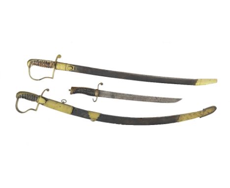 A 19th Century M1817 Infantry Hanger Sword (European style),&nbsp;the handle with reeded grip (worn) shaped single bar guard 