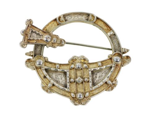 A fine quality large Irish silver gilt 'Tara Brooch' replica by Waterhouse &amp; Co. Dublin (stamped) with pin back and safet