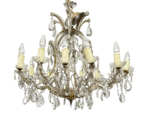 A Marie Theresa Austrian crystal 12 branch Chandelier, as is, approx. 76cms high (30"). (1)