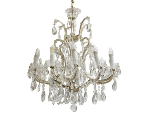 A fine quality Continental twelve branch Chandelier, with scrolled arms and multiple large droplets, approx. 119cms (47'). (1