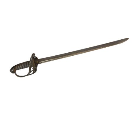 A Victorian Henry Wilkinson Short Sword, the shark skin grip with wire banding pierced decorated guard with 'V.R.' (Victoria 