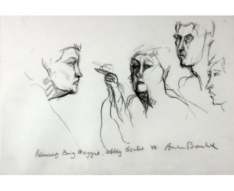 Brian Bourke, Irish (b. 1936) "Rehearsing Big Maggie, Abbey Theatre," pencil drawing,&nbsp;signed&nbsp; and dated, approx. 39