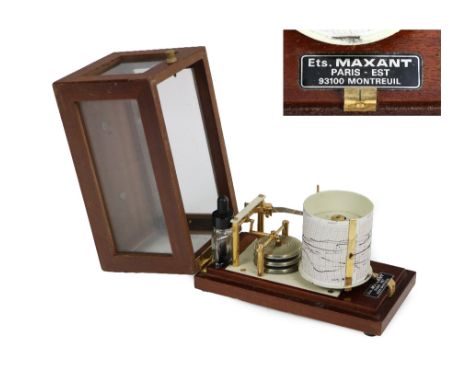A small 20th Century mahogany cased Barograph, with label of 'Ets Maxant Paris-Est 93100 Montereuil.' (1)