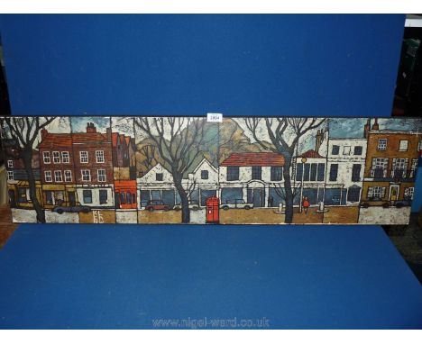 A Ken Law Print of a street scene on heavy board