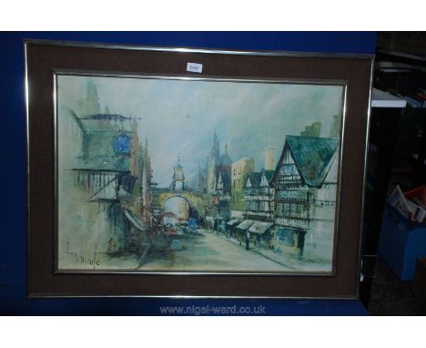 A framed print on board titled ''East Gate'' by Ben Maile.
