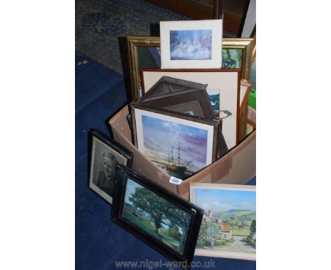 A quantity of prints to include a Max Hofler village scene, ballet dancers and a quantity of black &amp; white portrait photo