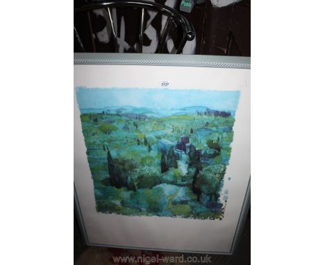 A framed Print by the artist Ralph Westphal entitled ''Toskana/Fatteria Armena'' signed lower left and dated 1993. 27" x 35".